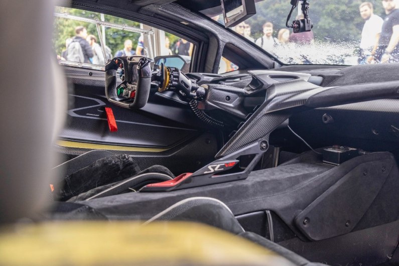 Charging up the hill at Goodwood in a Lamborghini SCV12
